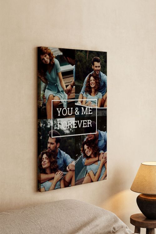 Πίνακας σε Καμβά με Φωτογραφίες & Σχέδιο You and Me Forever
