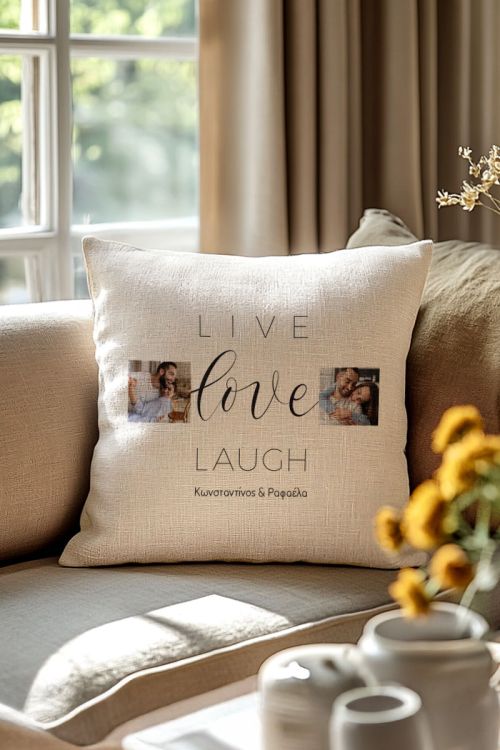 Μαξιλάρι με Φωτογραφίες, Live Love Laugh