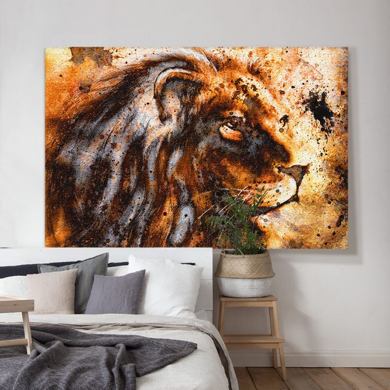 pinakas-se-kamva-orizontios-krevatokamara-a-03563-lion-collage-on-color-abstract-background
