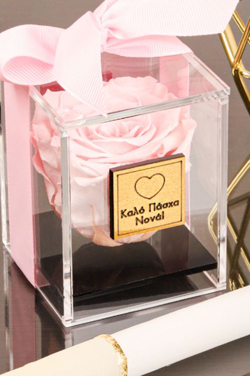 Παντοτινό Τριαντάφυλλο με Δώρο Λαμπάδα, Forever Rose Pink