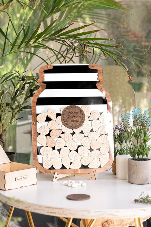 Premium Ξύλινο Ευχολόγιο, Stripes Jar, Προσωποποιημένο