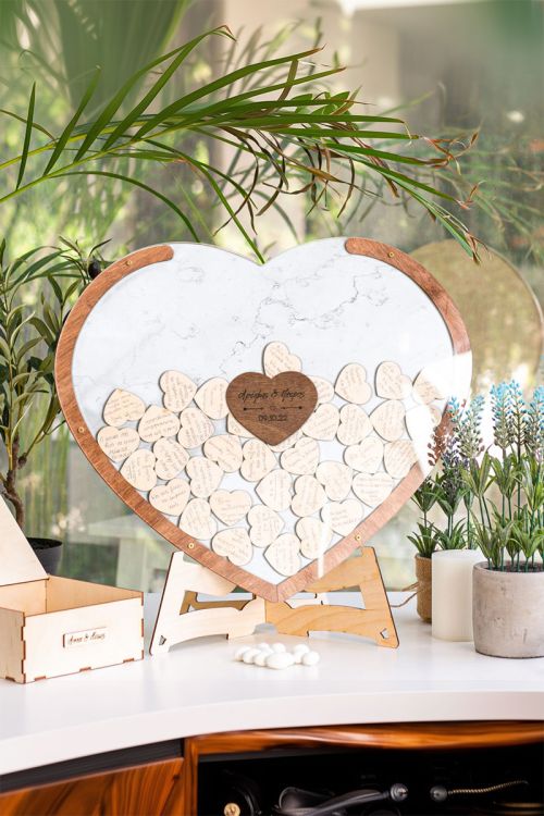 Premium Ξύλινο Ευχολόγιο, Fancy Heart, Προσωποποιημένο