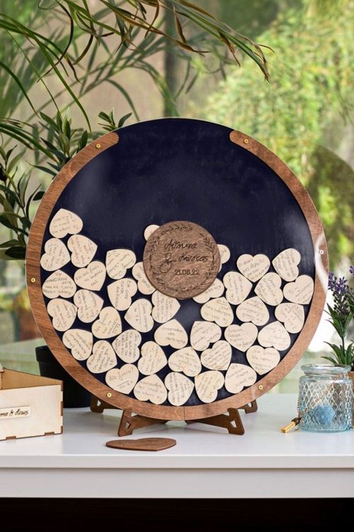Premium Ξύλινο Ευχολόγιο, Love Circle Navy, Προσωποποιημένο