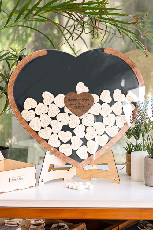 Premium Ξύλινο Ευχολόγιο, Attractive Heart, Προσωποποιημένο