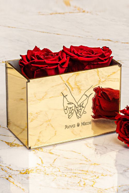 Παντοτινά Τριαντάφυλλα, Forever Red Rose Mirror - Hand by Hand