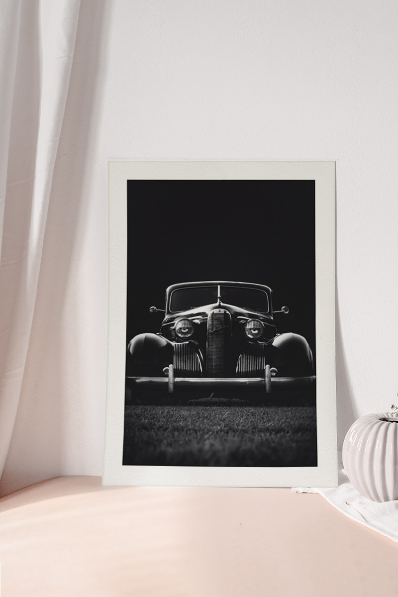 Black And White Old Car Premium Poster Poster K 