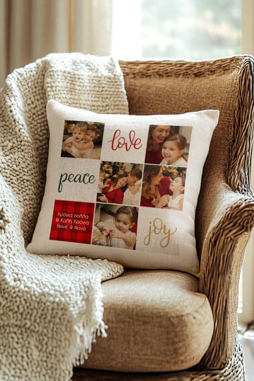 Μαξιλάρι με Φωτογραφίες, Joy Peace Love
