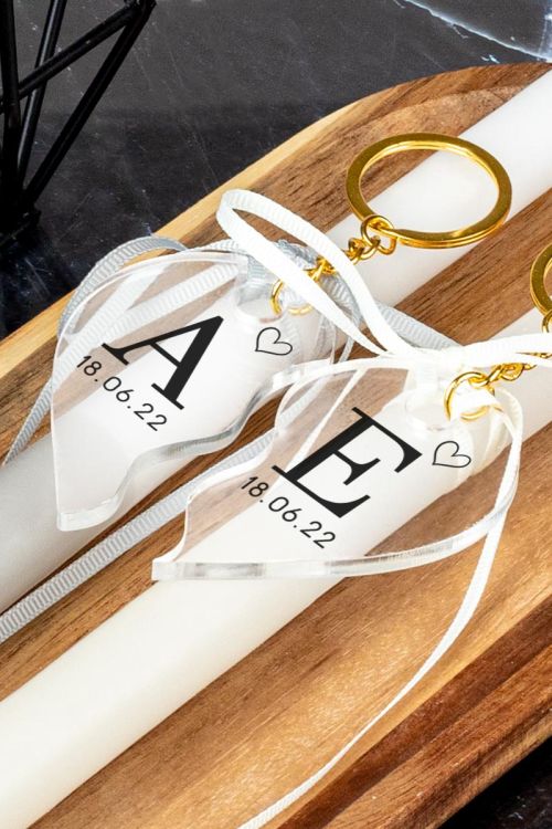 2 Λαμπάδες με Μπρελοκ Κλειδιών, Passion Letters Plexi