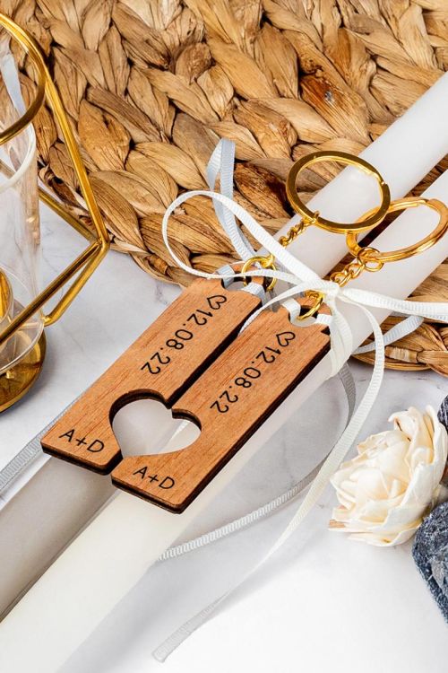 2 Λαμπάδες με Μπρελοκ Κλειδιών, When I Met You Wooden