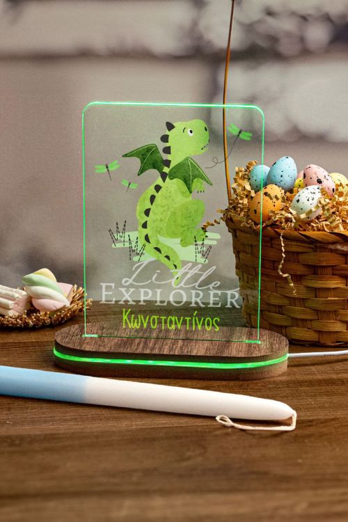 Φωτιστικό Led με Δώρο Λαμπάδα, Dino Explorer