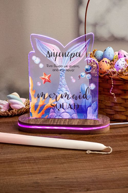 Φωτιστικό Led με Δώρο Λαμπάδα, Mermaid Squad