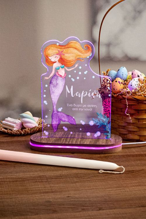 Φωτιστικό Led με Δώρο Λαμπάδα, Happy Mermaid