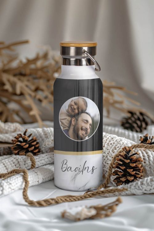Μπουκάλι Θερμός, Ανοξείδωτo με Προσωποποίηση, Simple Marble