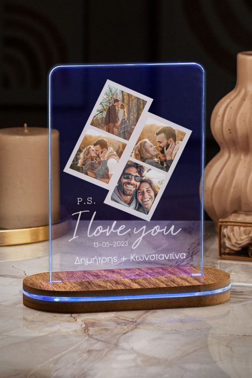 Φωτιστικο Led Προσωποποιημένο με Σχέδιο PS I Love You