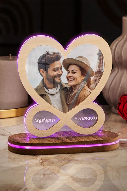 Φωτιστικο Led Προσωποποιημένο με Σχέδιο Wooden Heart