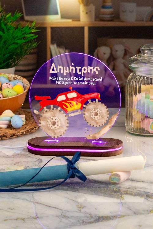 Φωτιστικό Led με Premium Λαμπάδα και Σχέδιο Monster Truck