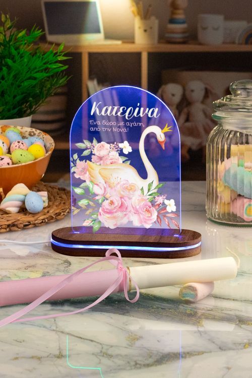 Φωτιστικό Led με Premium Λαμπάδα και Σχέδιο Κύκνος Λουλούδια