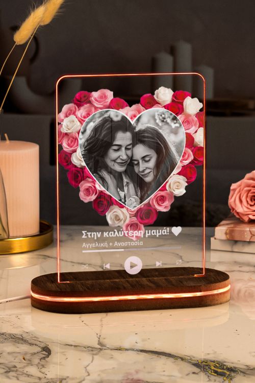 Φωτιστικο Led για Γιορτή της Μητέρας με Σχέδιο Rose Heart
