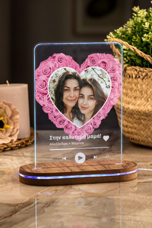 Φωτιστικο Led για Γιορτή της Μητέρας με Σχέδιο Pink Heart