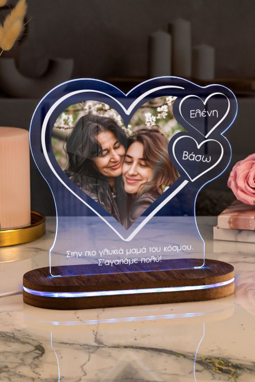 Φωτιστικο Led για Γιορτή της Μητέρας με Σχέδιο Double Hearts