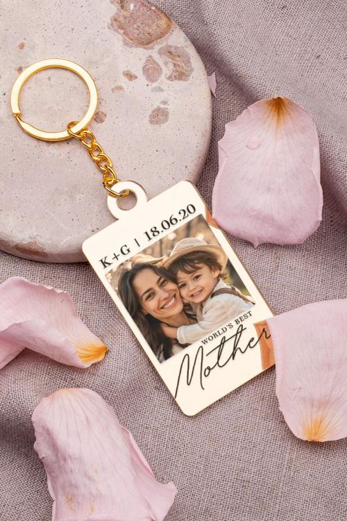 Μπρελόκ Κλειδιών Golden Mirror με Φωτογραφία Best Mom