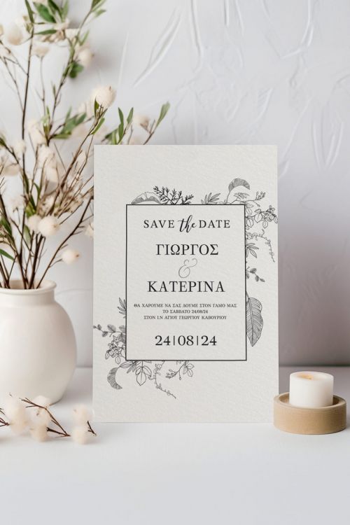 Προσκλητήρια Γάμου με σχέδιο Minimal Ύφος