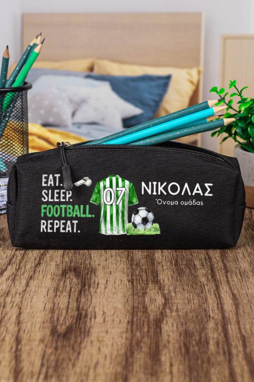 Σχολική Κασετίνα με Όνομα, σε Μαύρο Χρώμα & Σχέδιο Φανέλα 3