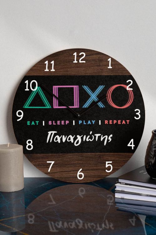 Παιδικό Ρολόι Τοίχου Ξύλινο για Αγόρι με Σχέδιο Ηλεκτρονικό