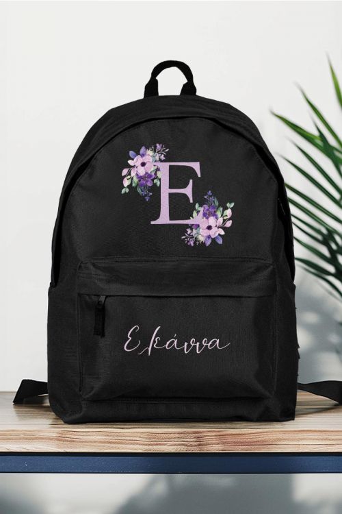 Σχολική Τσάντα Δημοτικού, Μαύρο Χρώμα, Purple Wildflower