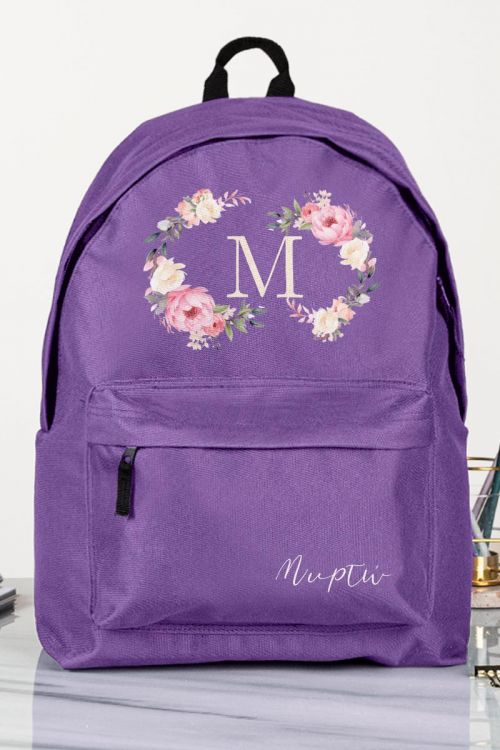 Σχολική Τσάντα Δημοτικού, Μωβ Χρώμα, Pink Floral