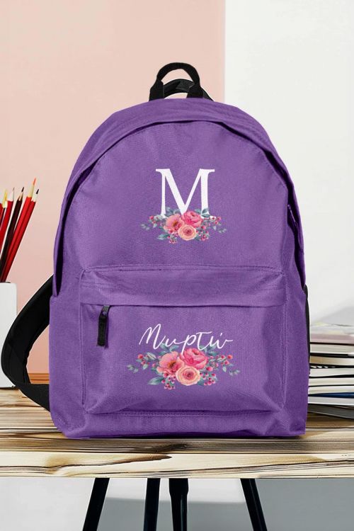 Σχολική Τσάντα Δημοτικού, Μωβ Χρώμα, Pink Garden
