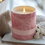 Αρωματικό Κερί, Χειροποίητο με Άρωμα Vanilla Cream, Pink Marble