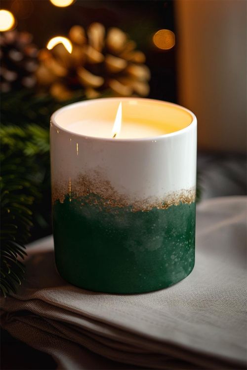 Αρωματικό Κερί, Χειροποίητο με Άρωμα Vanilla Cream, Green Glitter
