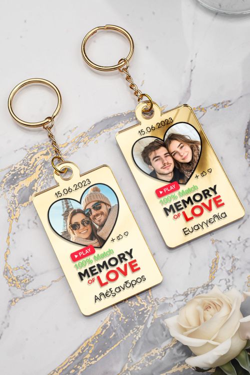 Σετ 2 Μπρελόκ Κλειδιών Golden Mirror, Δώρο για Ζευγάρια