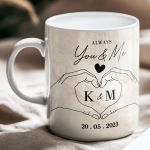 Σετ 2 Κούπες Matching με Μονογράμματα, Δώρο για Ζευγάρια