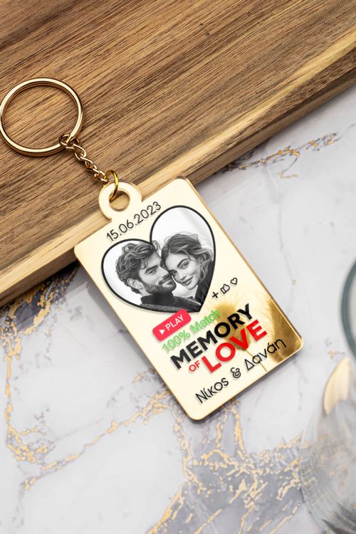 Μπρελόκ Κλειδιών Golden Mirror με Ονόματα, Δώρο για Ζευγάρι