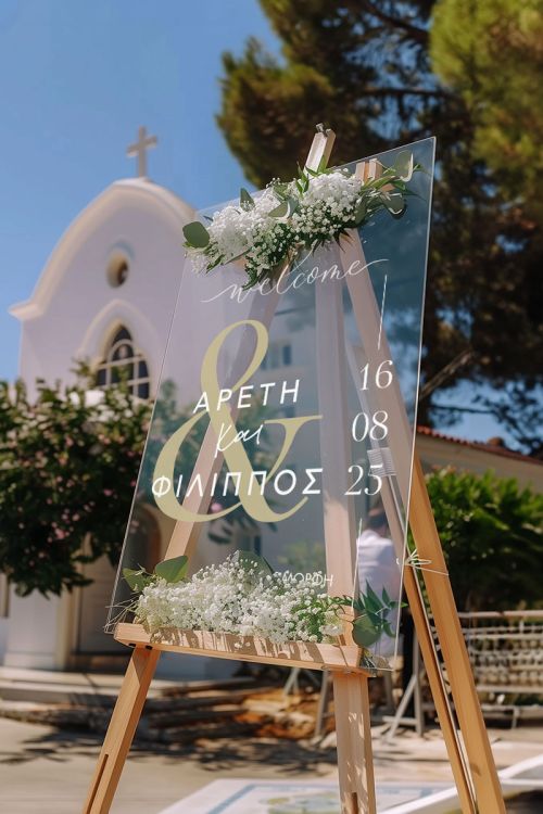 Επιγραφή Γάμου με Γραμμικό Σχέδιο και Κομψές Γραμμές