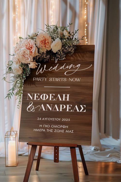 Ταμπέλα Καλωσορίσματος Γάμου με Σχέδιο Elegant Design