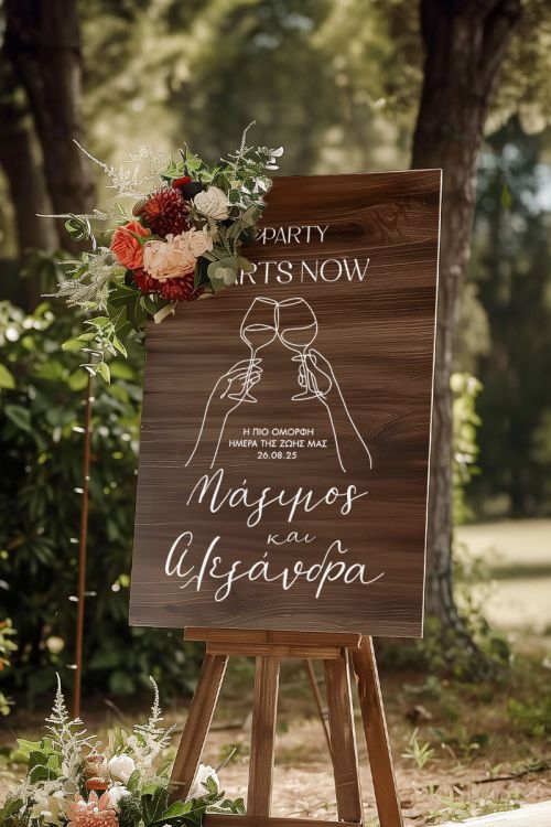 Πινακίδα Καλωσορίσματος Γάμου με Elegant Fine Lines