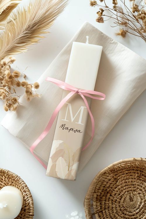 Χειροποίητη Λαμπάδα Πλακέ, Premium Πασχαλινό Δώρο