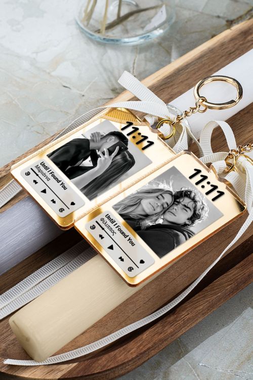 2 Λαμπάδες με Μπρελοκ Κλειδιών Golden Mirror, Δώρο για Ζευγάρι