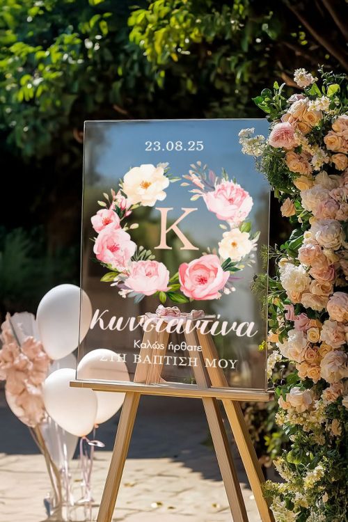 Ταμπέλα Καλωσορίσματος Βάπτισης με Σχέδιο Garden Theme