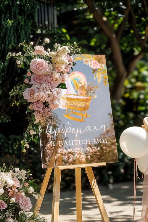 Ταμπέλα Καλωσορίσματος Βάπτισης με Χαριτωμένο Design