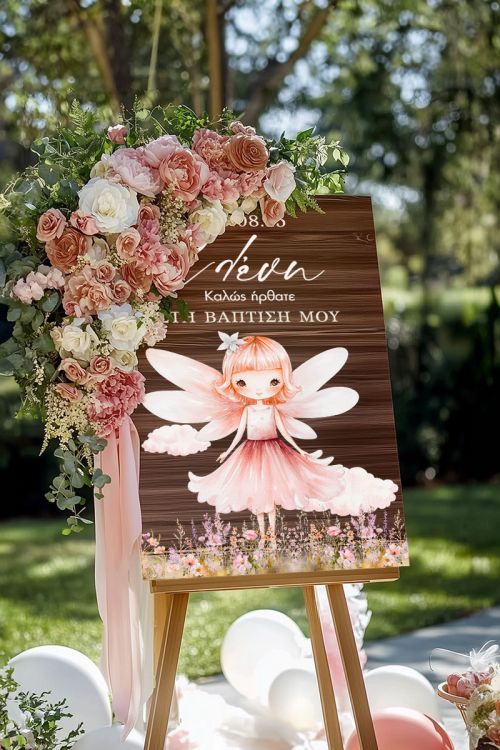 Πινακίδα Διακόσμησης Βάπτισης με Fairytale Design