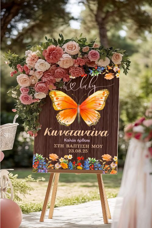 Διακοσμητική Πινακίδα Βάπτισης με Σχέδιο Butterfly