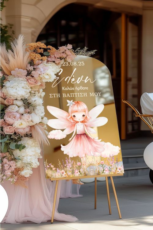 Διακοσμητική Ταμπέλα Βάπτισης με Fairytale Design