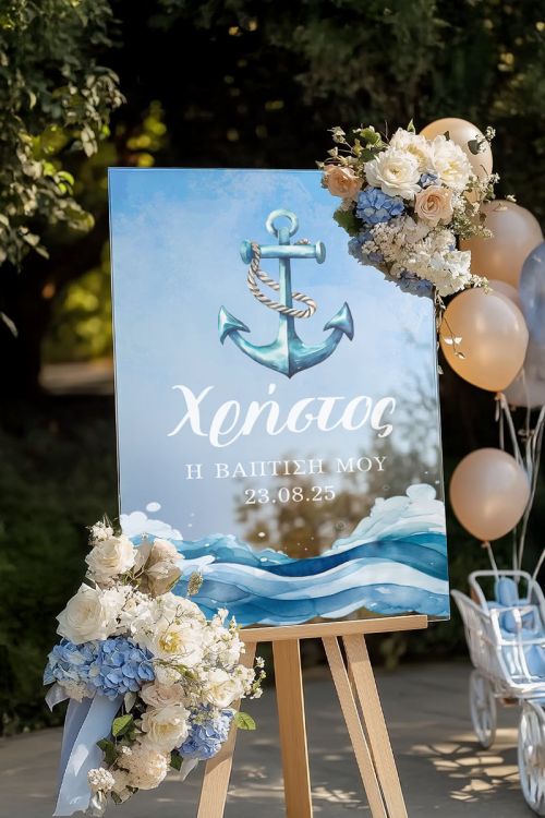 Πινακίδα Καλωσορίσματος Βάπτισης με Σχέδιο Ναυτική Άγκυρα