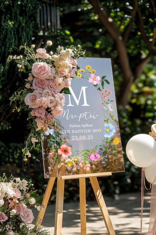 Διακοσμητική Πινακίδα Βάπτισης με Σχέδιο Blooming