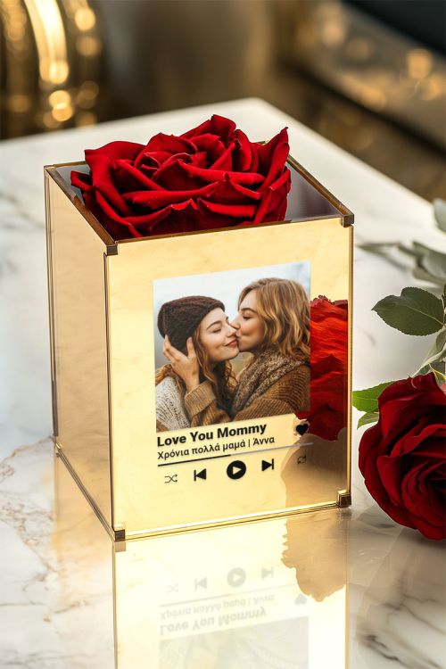 Σετ 2 Δώρα για τη Μαμά, Forever Rose με Φωτογραφία & Μπρελόκ