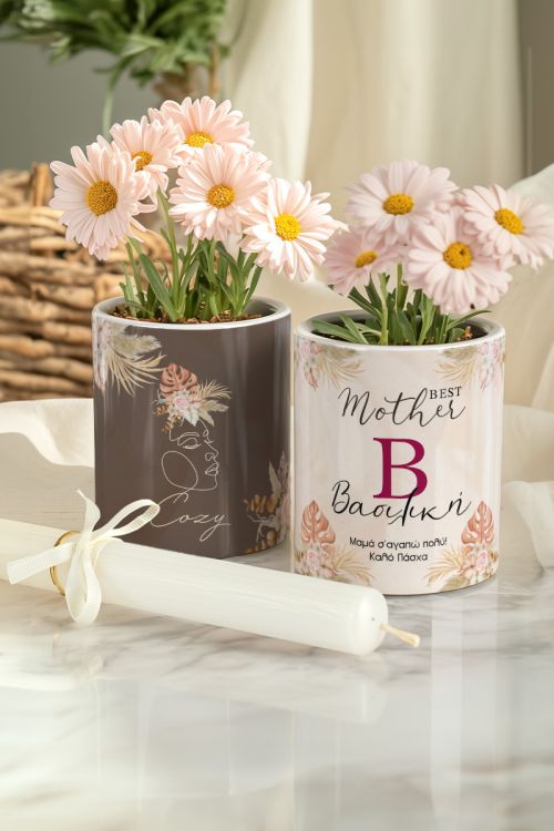 Σετ 2 Κασπώ με Spring Flowers & Λαμπάδα, Δώρο για Μαμά